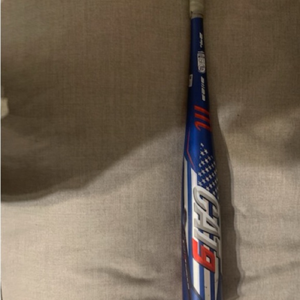 Blue and White Baseball Bat with Graphics